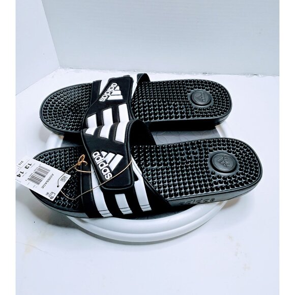 Adidas Adissage Mens Slide Sandals Black & White Size 13 Adjustable Strap Comfor - Picture 7 of 7